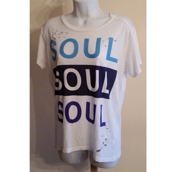 𝅺NWT ripped distressed SoulCycle Tee XS/S White - Picture 1 of 6